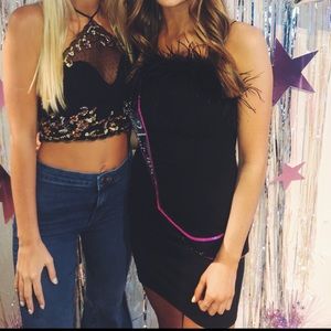 Missguided black feather dress